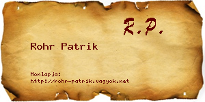 Rohr Patrik névjegykártya